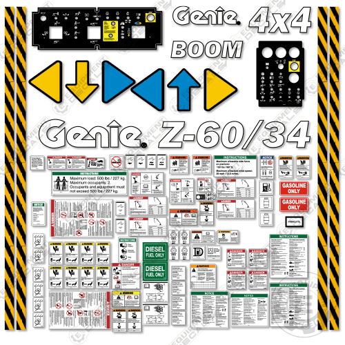 Fits Fits Z-60/34 Decal Kit Boom Lift (SN: 4551-14370) 60, 60/34, z, z-60, z-60/34, z60