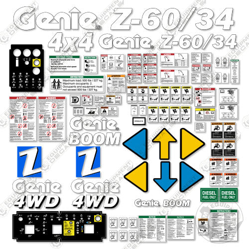 Fits Genie Z-60/34 Decal Kit Telescopic Boom Lift (1998) 60, 60/34, z, z-60, z-60/34, z60