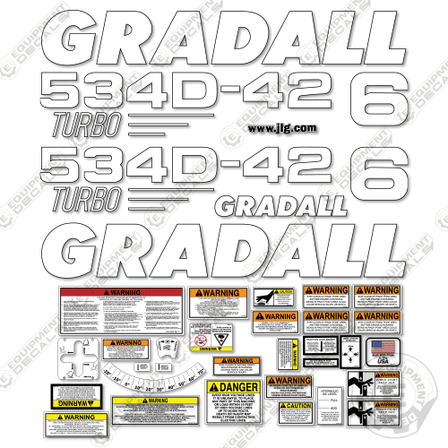 Fits Gradall 534D-42 Turbo Decal Kit Telehandler 534, 534d, 534d6, 534d6-42, 534d642, decal kit