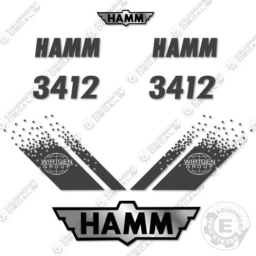 Fits HAMM 3412 Decal Kit Soil Compactor Roller Decals 3412, decal kit