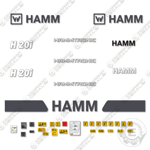 Fits HAMM H20i Decal Kit Soil Compactor Roller 20, 20i, decal kit, h20, h20i, ham, hamm