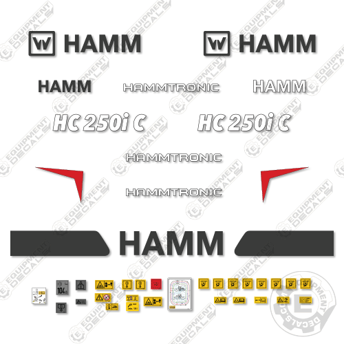 Fits HAMM HC250iC Decal Kit Soil Compactor Roller 250, 250i, 250ic, decal kit, ham, hamm, hc250, hc250i, hc250ic