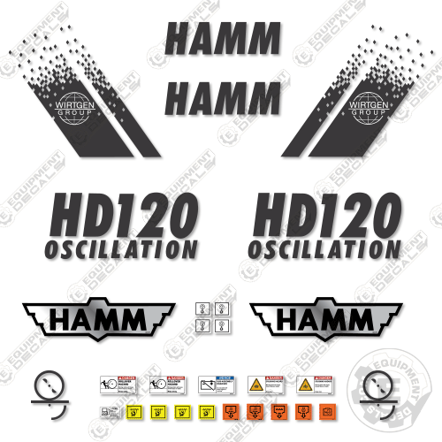 Fits HAMM HD120V Vibratory Roller Decal Kit 120, 120v, decal kit, hd120, hd120v, roller