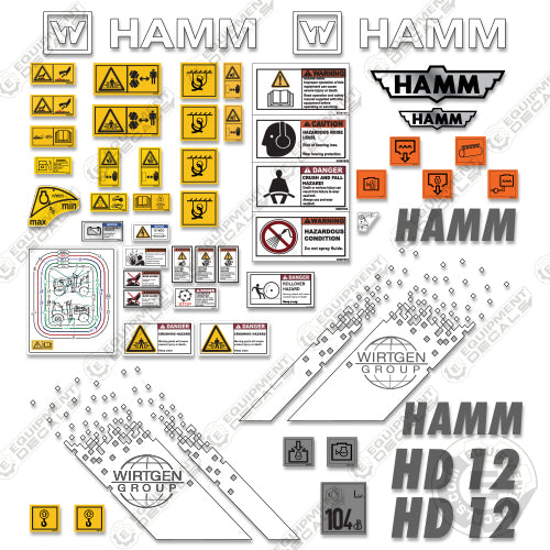 Fits HAMM HD12 Decal Kit Tandem Roller 12, decal kit, ham, hamm, hd, hd12, hd12vv