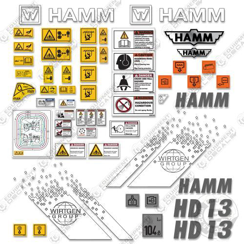 Fits HAMM HD13 Decal Kit Tandem Roller 13, decal kit, ham, hamm, hd, hd-13, hd13