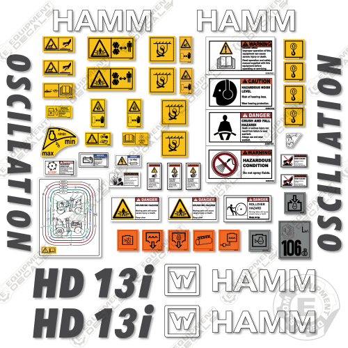 Fits HAMM HD13i Decal Kit Tandem Roller 13, 13i, decal kit, ham, hamm, hd, hd13, hd13i