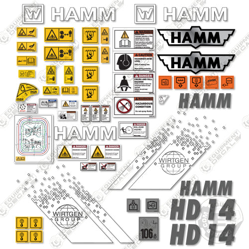 Fits HAMM HD14 Decal Kit Tandem Roller 14, decal kit, ham, hamm, hd, hd 14, hd14