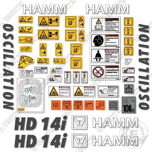 Fits HAMM HD14i Decal Kit Tandem Roller 14, decal kit, ham, hamm, hd, hd 14, hd14