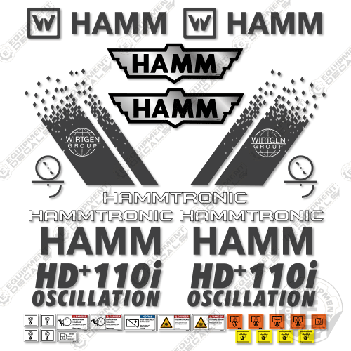 Fits HAMM HD+110i Vibratory Roller Decal Kit 110, 110i, decal kit, hd110, hd110i, roller