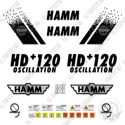 Fits HAMM HD+120 Vibratory Roller Decal Kit 120, decal kit, hd, hd120, roller