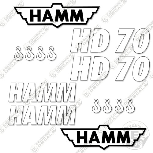 Fits HAMM HD70 Vibratory Smooth Drum Roller Decals decal kit