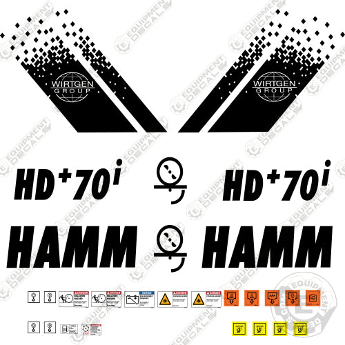 Fits HAMM HD+70i Vibratory Roller Decal Kit 70, 70i, decal kit, hd+, i, roller