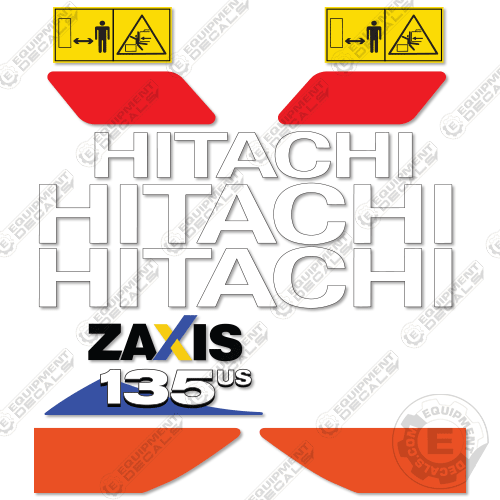 Fits Hitachi ZX135US-6 Decal Kit Excavator 135, 135-6, 135us-6, decal kit, us