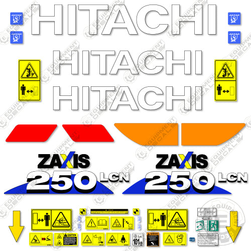 Fits Hitachi 250LCN-6 Decal Kit ZAxis Excavator 250, 250l, 250lcn, axis, decal kit, z, z axis