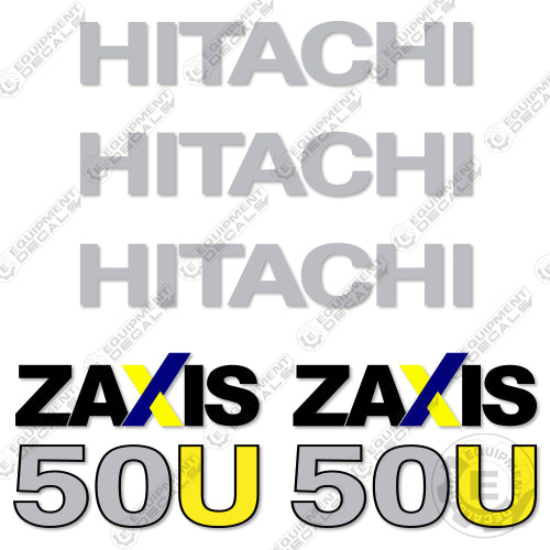 Fits Hitachi 50U Decal Kit ZAxis Excavator 50, 50-u, 50u, 50u-2, 50u-3, 50u2, 50u3, decal kit