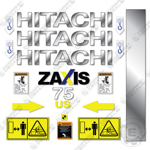 Fits Hitachi ZX75US-3 Decal Kit ZAxis Excavator 75, 75us, 75us-3, decal kit, us, zx75, zx75us