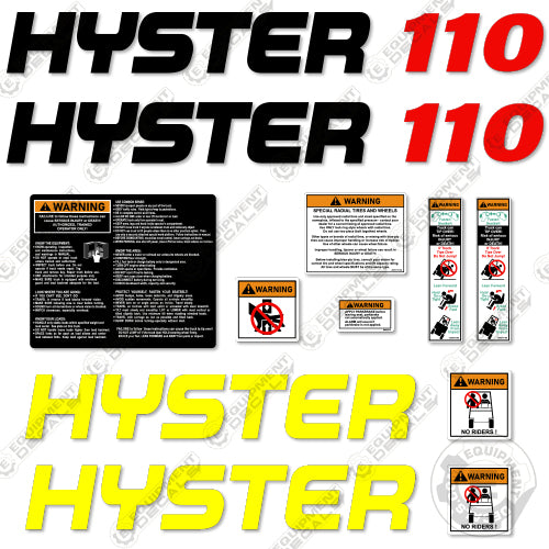 Fits Hyster 110 Decal Kit Forklift 110, decal kit