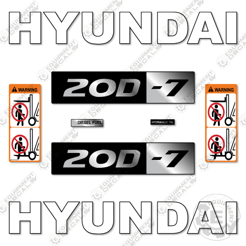 Fits Hyundai 20D-7 Decal Kit Forklift 20, 20d, 20d-7, decal kit