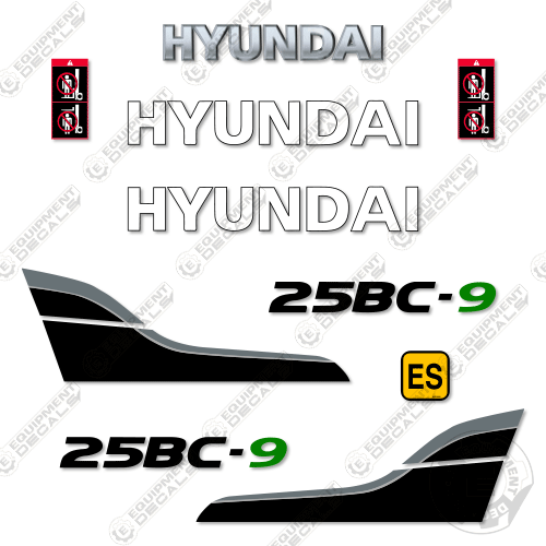 Fits Hyundai 25BC-9 Decal Kit Forklift 25, 25bc, 25bc-9, bc-9, decal kit