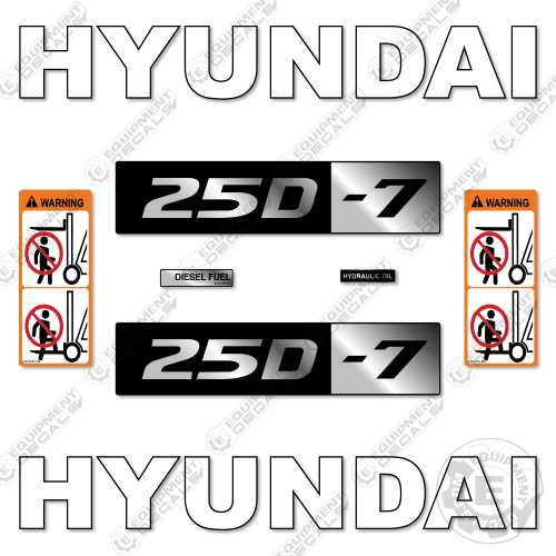 Fits Hyundai 25D-7 Decal Kit Forklift 25, 25d, 25d-7, decal kit