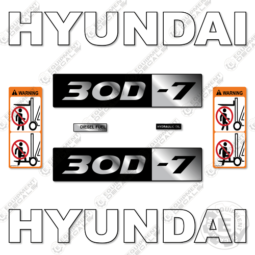 Fits Hyundai 30D-7 Decal Kit Forklift 30, 30d, 30d-7, decal kit