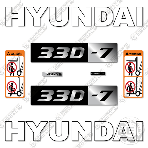 Fits Hyundai 33D-7 Decal Kit Forklift 33, 33d, 33d-7, decal kit