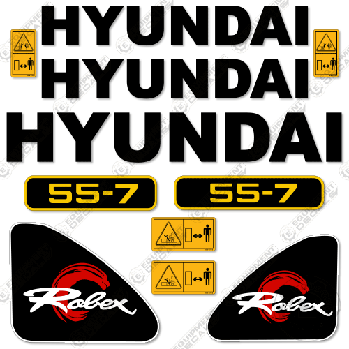 Fits Hyundai Robex 55-7 Decal Kit Excavator 55-7, 7, decal kit