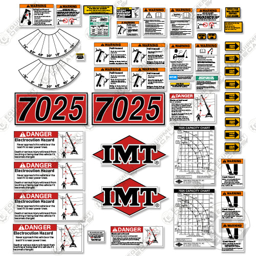 Fits IMT 7025 decal Kit Crane Truck Full Safety 7025, decal kit, imt, iowa, mold, tooling