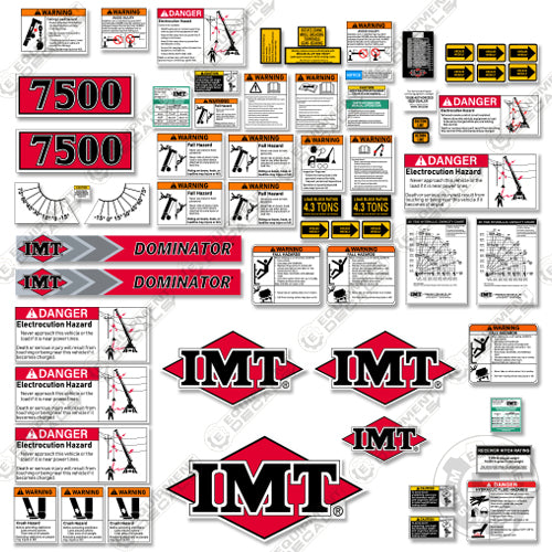 Fits IMT 7500 Decal Kit With Safety Stickers - Crane Truck (30 FT Version) 7500, crane truck, decal kit, imt, iowa mold tooling