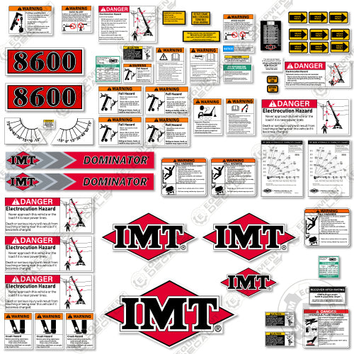 Fits IMT 8600 Decal Kit With Safety Stickers - Crane Truck (30 FT Version) 8600, crane truck, decal kit, imt, iowa mold tooling