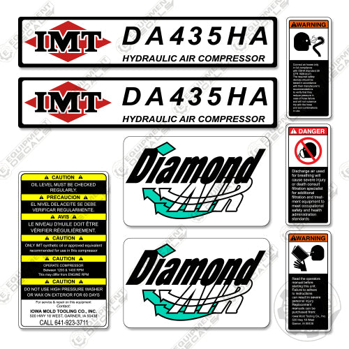 Fits IMT DA435HA Decal Kit Air Compressor 435, air, da, decal kit, diamond, diamond-air, ha