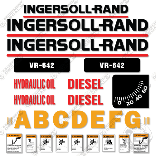 Fits Ingersoll Rand VR-642 Decal Kit Telehandler Forklift 642, decal kit, telescopic, vr-642, vr642