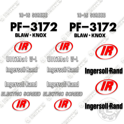 Fits Ingersoll Rand PF-3172 Decal Kit Asphalt Paver decal kit