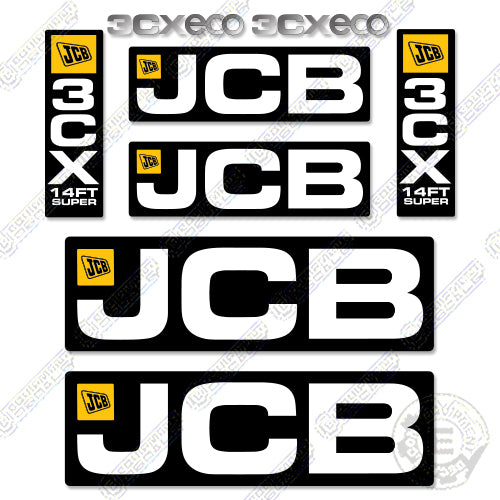 Fits JCB 3CX 14FT Super Decal Kit Backhoe 3, CX, decal kit