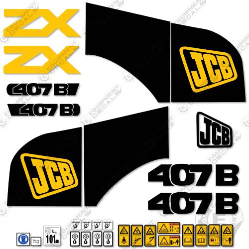 Fits JCB 407B Decal Kit Wheel Loader 407, 407 b, 407b, decal kit