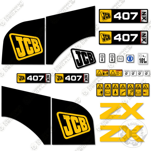 Fits JCB 407ZX Decal Kit Wheel Loader 407, 407zx, decal kit