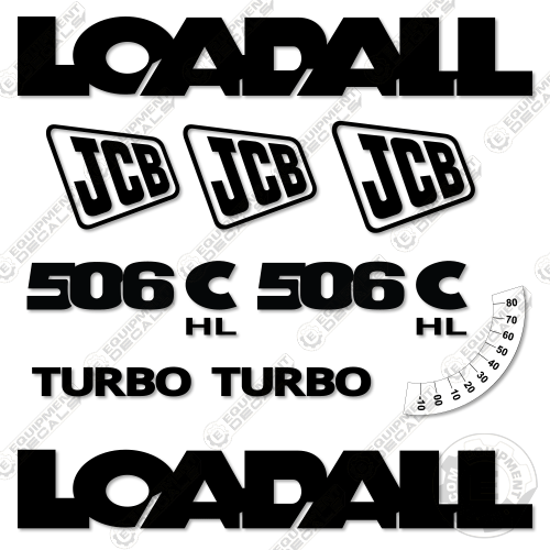 Fits JCB 506C HL Decal Kit Telehandler (Older Style) 506, 506c, decal kit