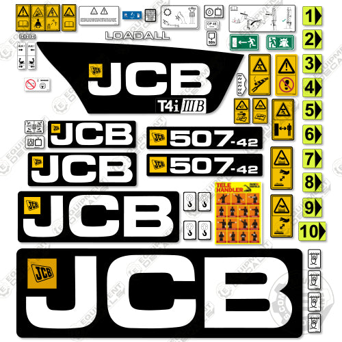 Fits JCB 507-42 Decal Kit (T4i IIIB) Telehandler - Matte Finish 3b, 507, 507-42, 50742, decal kit