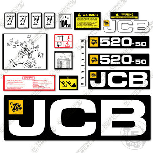 Fits JCB 520-50 Decal Kit Telehandler - Style 2 50, 525, 525-50, decal kit