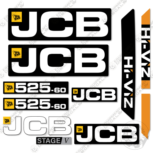 Fits JCB 525-60 Telehandler Decal Kit - Stage V 525, 525-60, 52560, 60, decal kit, stage 5