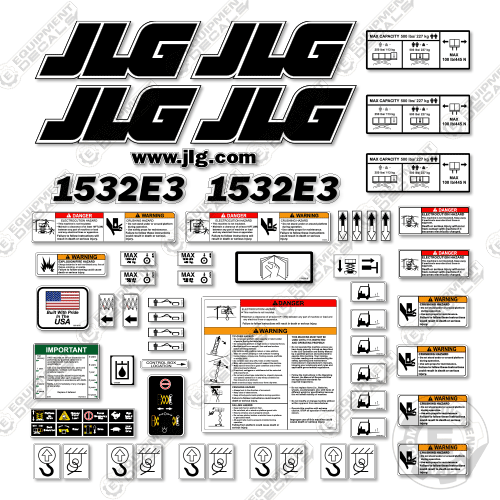 Fits JLG 1532E3 Decal Kit Scissor Lift 1532, 1532e3, decal kit