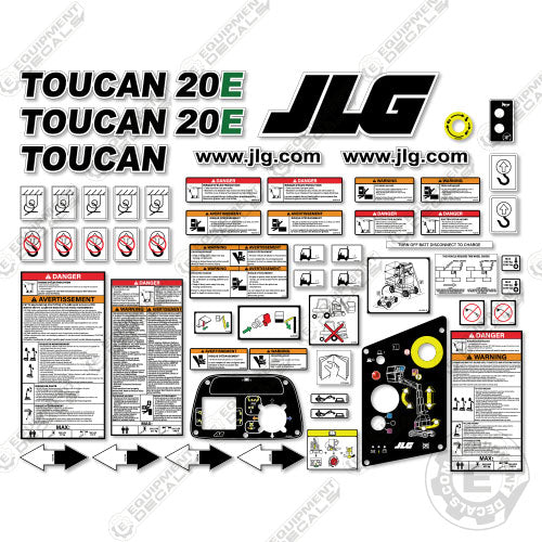 Fits JLG 20E Toucan Decal Kit Vertical Mast Lift 20, 20e, decal kit