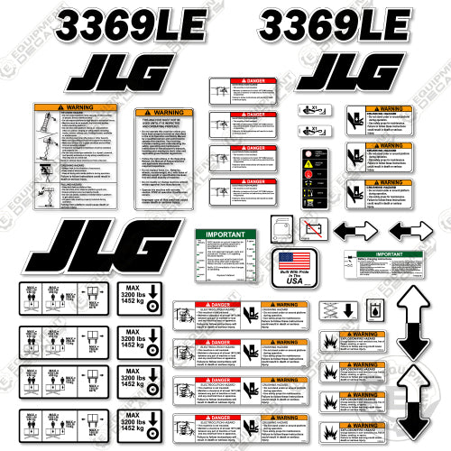 Fits JLG 3369LE Decal Kit Scissor Lift 3369, 3369le, decal kit