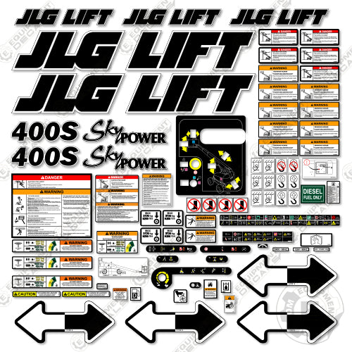 Fits JLG 400S Decal Kit Boom Lift (2014) 400, 400-s, 400s, decal kit, power, skypower