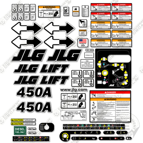 Fits JLG 450A Decal Kit Boom Lift 450, 450a, decal kit, power, series 2, sky, skypower