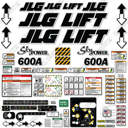 Fits JLG 600A Decal Kit Boom Lift 600, 600a, decal kit, power, sky, skypower