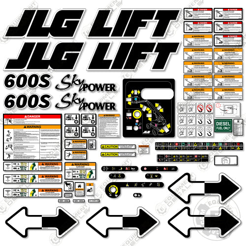 Fits JLG 600S Decal Kit Boom Lift 600, 600-s, 600s, decal kit, power, sj, sky, skypower