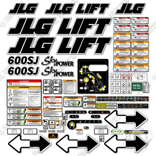 Fits JLG 600SJ Decal Kit Boom Lift 600, 600-s, 600-sj, 600s, 600sj, decal kit, power, sj, sky, skypower