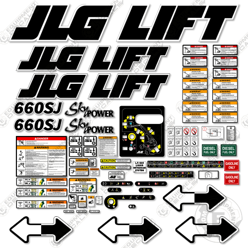 Fits JLG 660SJ Decal Kit Boom Lift 660, 660 sj, 660sj, decal kit, power, sj, sky, skypower