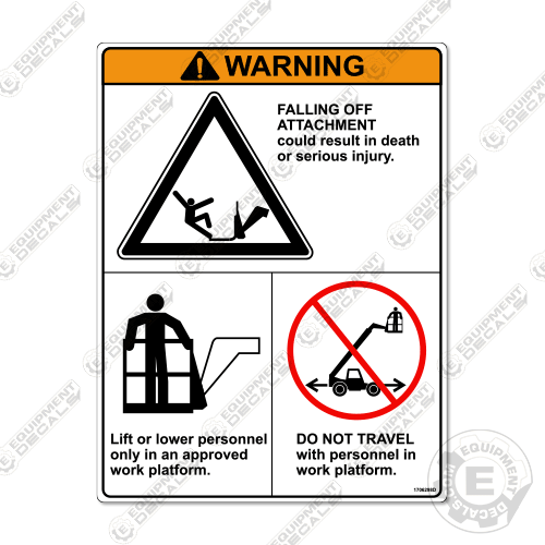 Fits JLG Fall Warning Front decal kit